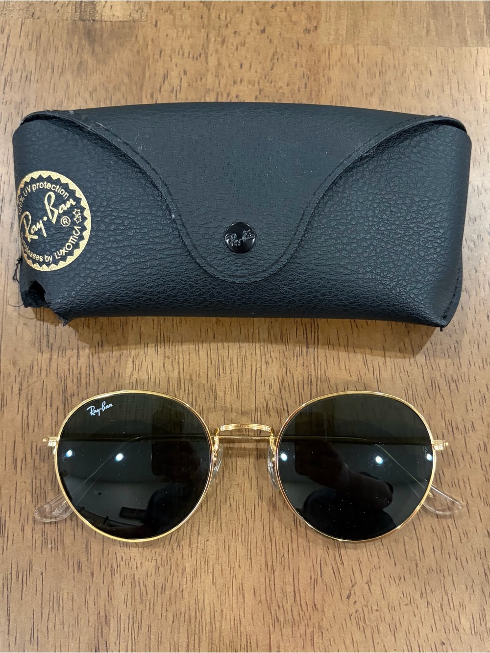 Vtg Ray-Ban Gold Round Sunglasses Gold Plated W0607 Bausch & Lomb 90's incl case